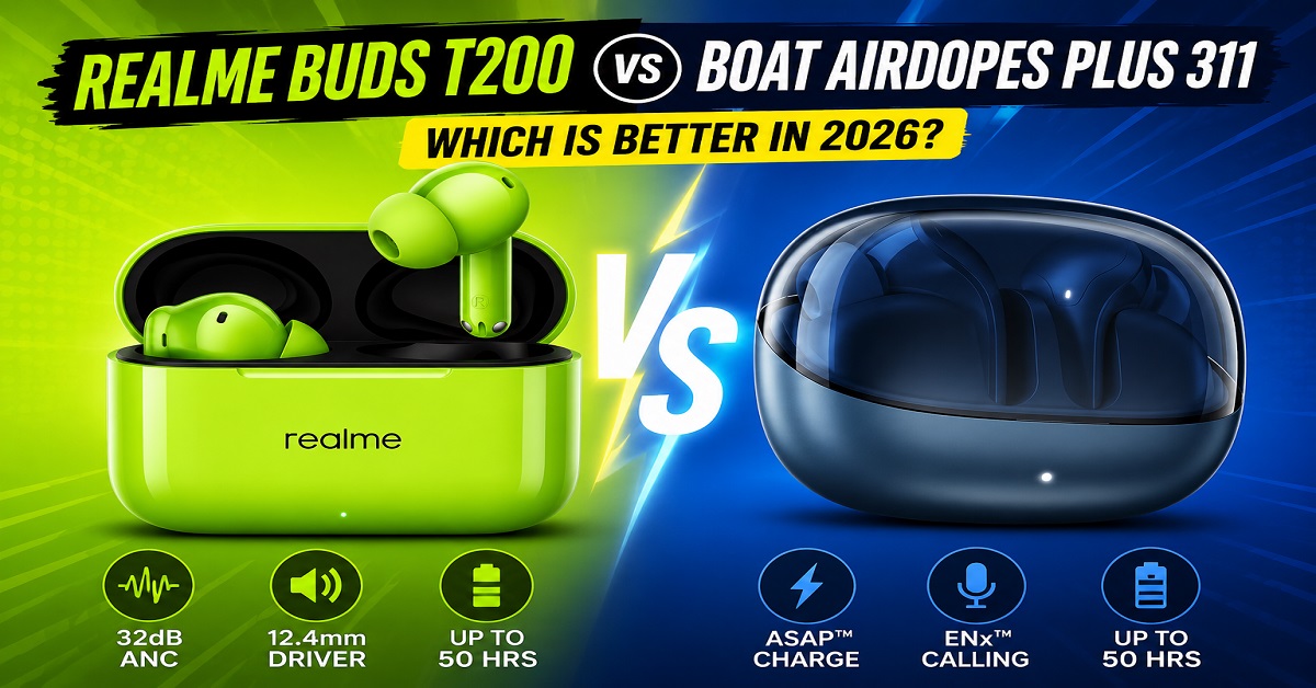 Realme Buds T200 vs boAt Airdopes Plus 311