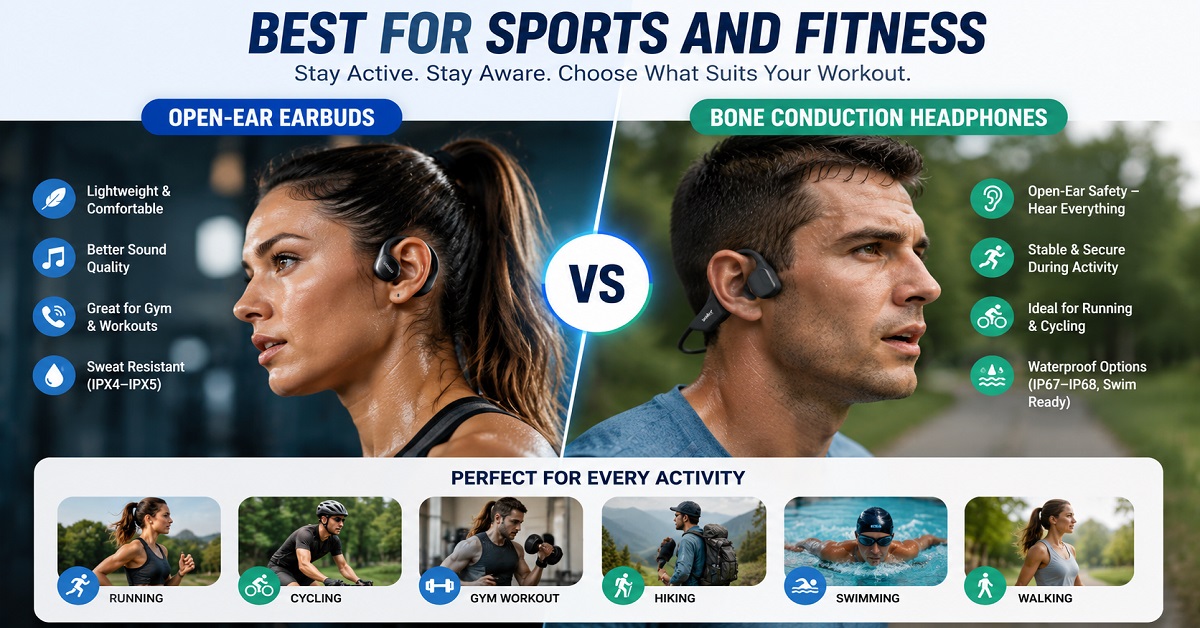 Open-Ear Earbuds vs Bone Conduction Headphones Sports Open-Ear Earbuds vs Bone Conduction Headphones Sports