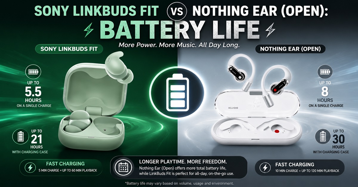 Sony LinkBuds Fit vs Nothing Ear Battery