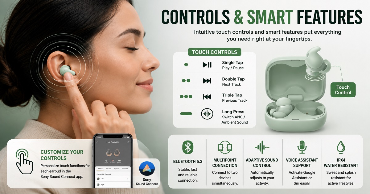 Sony LinkBuds Fit Controls