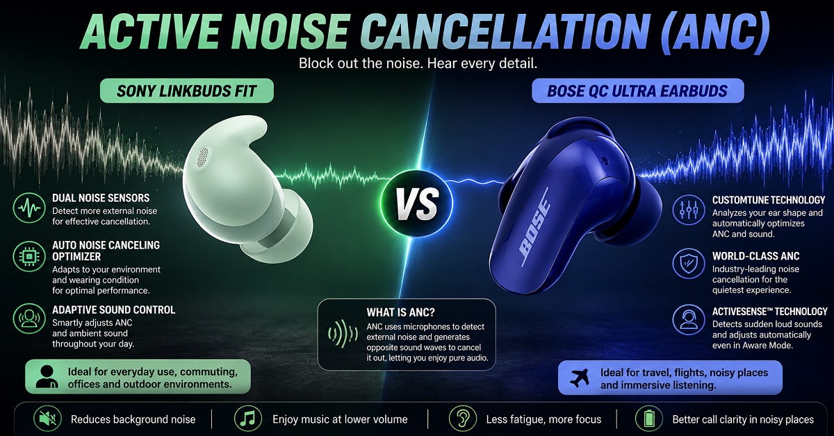 Sony LinkBuds Fit vs Bose QC Ultra Earbuds ANC Sony LinkBuds Fit vs Bose QC Ultra Earbuds ANC